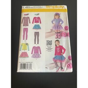 00597 - Simplicity 1785 BB Girls Clothing Pattern Sizes 4-8 Top Skirt‎ Leggings